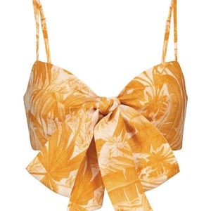 NWT- Mae Cropped Tie-detailed Printed Linen Top  AUS 0